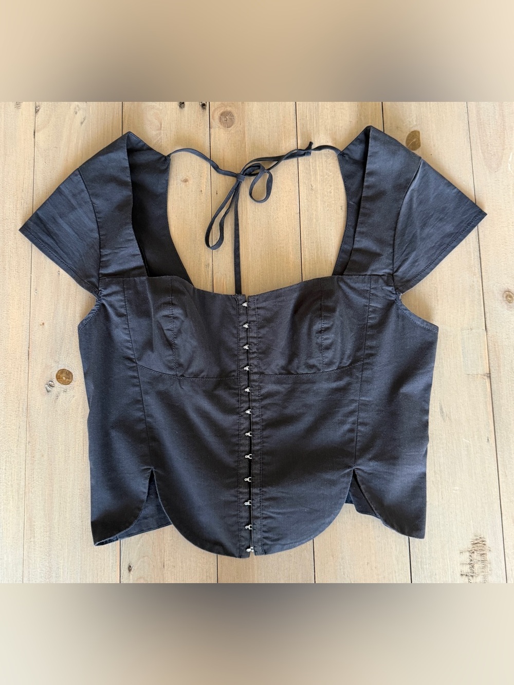 Silence + Noise Black Top With Square Neck Size M